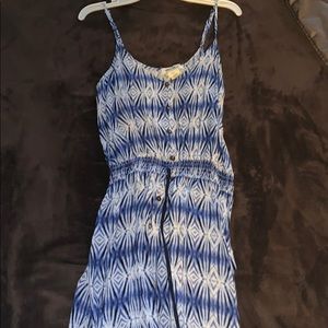 Blue and white print long dress